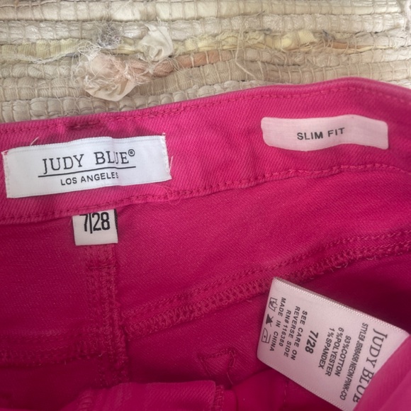 Judy Blue Hot Pink Slim Fit High Rise Stretch Skinny Jeans / Pants Size 7/28 - Picture 6 of 10